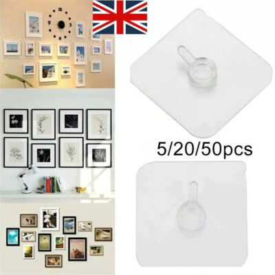 5-50X Picture Hook Self Adhesive Hooks Ceiling Hanging Hangers Sticky. - Image 1 of 4