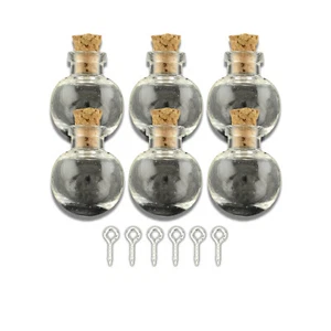 6 botellas redondas de vidrio para manualidades 20 mm corcho y ojales de tornillo frascos redondos - Imagen 1 de 3