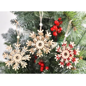 Weihnachten Anhänger Weihnachtsdekoration für Weihnachtsbaum 6 Stk. Set Holz - Bild 1 von 8
