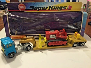 Vintage Matchbox SuperKings K-23 Low Loader Tractor Bulldozer Diecast 1973 - Picture 1 of 7
