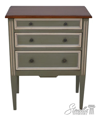 L60587EC: Grange French Louis XVI Style Paint Decorated 3 Drawer Commode Stand Cover