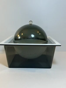 Vtg Chiller /Ice Bucket/ Shrimp Cooler Smoke Gray Dome And White Lucite - Picture 1 of 12