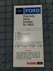 1969 Ford Torino Mustang Owners Manual Supplement Warranty Booklet Original - Foto 1 di 3
