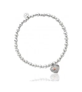 Clogau Silver & 9ct Rose Gold Tree of Life Heart Bead bracelet 17-18cm New Rare