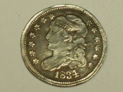 Media moneda de diez centavos busto tapado 1834 en muy buen estado SN7245 Foto 1 de 2