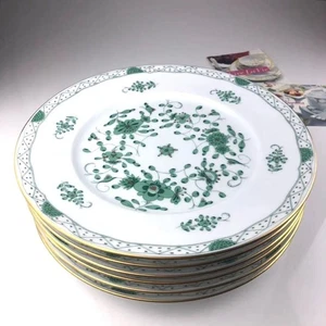 Raynaud Limoges Green Floral Plate 10.6in(27cm) Set of 6 Porcelain Tableware - Picture 1 of 16