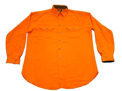 Cabelas Mens Large Tall Blaze Orange Long Sleeve Flip Cuff Button Up Shirt - Image 1 of 4