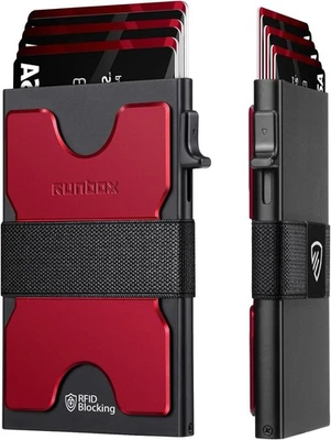 Cartera portatarjetas delgada minimalista con bloqueo RFID para hombre, tiene capacidad para 12+ tarjetas Foto 1 de 4