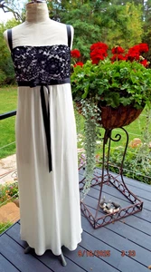 Vestido Jessica McClintock Talla 14 Blanco Negro Nuevo - Imagen 1 de 9