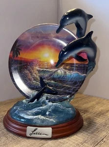 "Estatua de delfines aerodinámicos Christian Lassen Frutiger de colección placa decoración del océano 8,5""T" - Imagen 1 de 9
