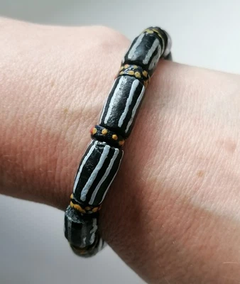 tribal bracelet Krobo Glass African Ghana Beads Stretch Handmade - Image 1 of 4
