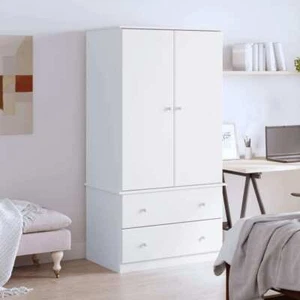 Kleiderschrank ALTA Weiß 90x55x170 cm Massivholz Kiefer - Bild 1 von 9