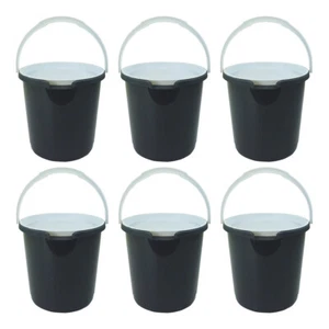 6x Home Leisure Bucket W/Lid 11L Charcoal Laundry Cleaning Organisation - Picture 1 of 2