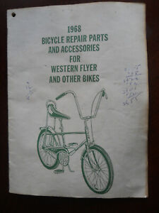 VINTAGE 1968 BICYCLE PARTS & ACCESSORIES CATALOG WESTERN FLYER MUSCLE BIKES ERA