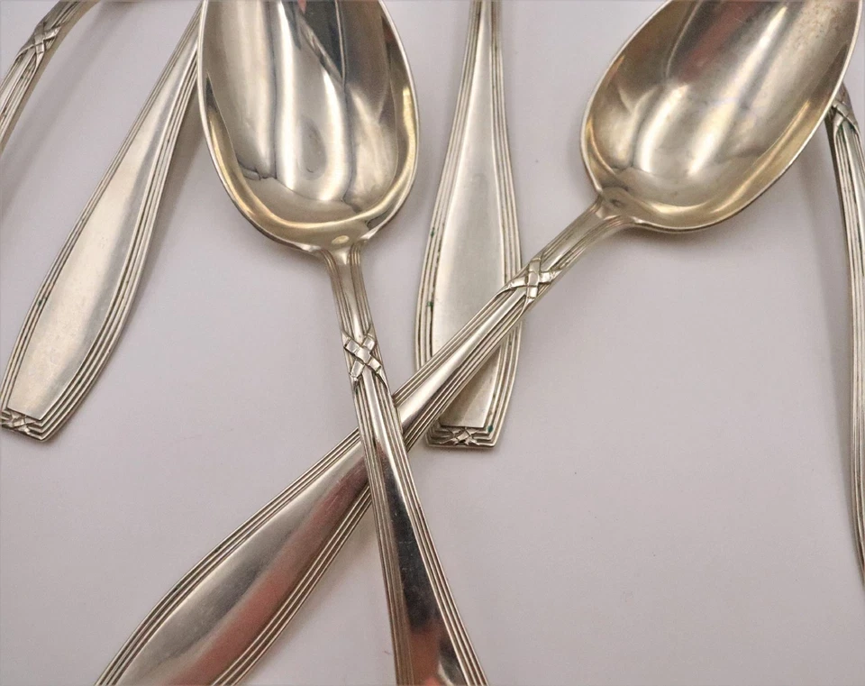 Antik GW Gowe Alpacca Menülöffel 22 cm 6 Stück - Design Kreuzband #V1 - Bild 1 von 4