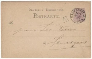 Deutsches Reich Postkarte 1875 MiNr. P5 II ohne Punktlücke Aufgabeort Darmstadt - Bild 1 von 1