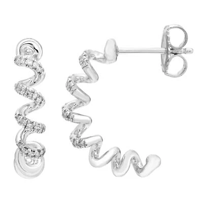1/6cttw Diamond Spiral Earrings in Sterling Silver - Image 1 of 4