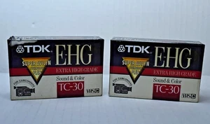 TDK VHS-C Compact TC-30 E-HG Tape 90 Minute Extra High Grade Sealed, 2-pack - Picture 1 of 1