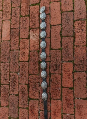 BLACK ~ LEATHER ~ CONCHO ~ BELT - Image 1 of 2