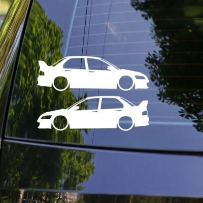 2x Lowered Car Silhouette Decal Stickers for Mitsubishi Lancer 7, 8, 9 Evolution - Image 1 of 3