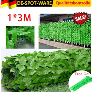 1x3M Sichtschutzhecke Windschutz Efeu Sichtschutz Balkonverkleidung Blätterzaun - Bild 1 von 13
