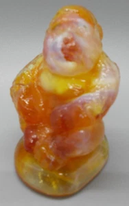 Boyd Art Glass-Sunny The Gorilla in Coral Mist. Blackl light reactive - Picture 1 of 4