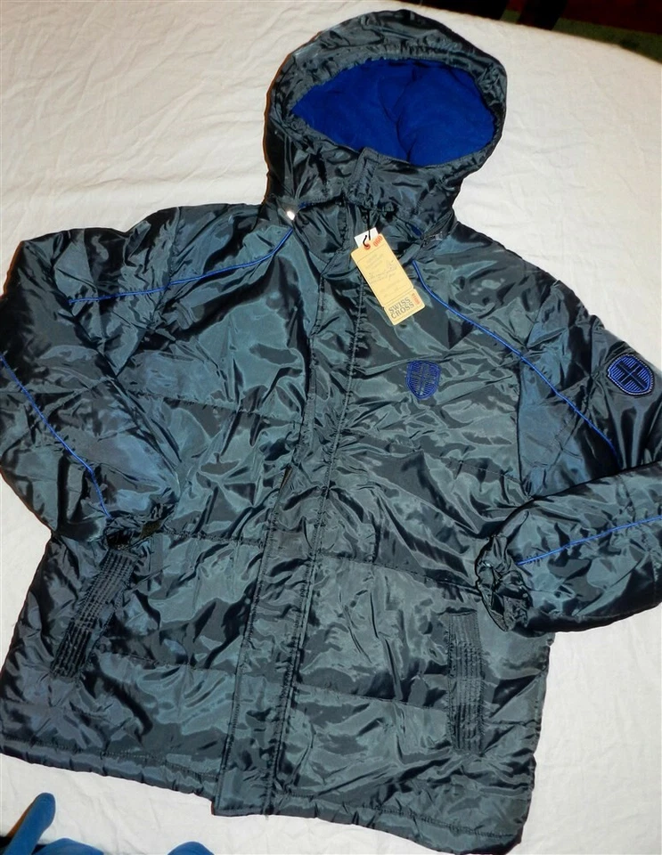 Abrigo Invierno Parka Con Capucha Gris Cruz Suiza Hombre Talla Grande Nuevo Foto 1 de 4