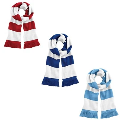 Warm gestrickt Acryl gestreift Supporters Fans Fußball Team Schal mit Quasten