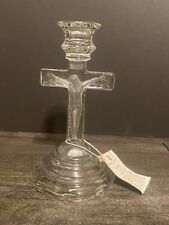 Vintage Home Interiors INRI Jesus Cross Crucifix Crystal Candle Stick Holder