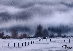 ACQUERELLO ORIGINALE - Inverno sul Basso Reno. - Foto 1 di 1