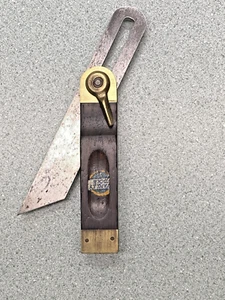 Vintage Stanley Sliding 6” T Bevel Rosewood Brass *Rare 6 Inch Size* with label - Picture 1 of 15