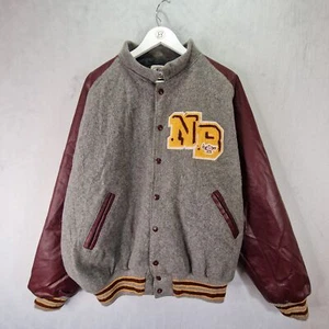 Vintage USA Varsity Jacket Mens 2XL XXL Grey Wool/Leather Letterman Neff Bomber - Picture 1 of 15