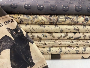 Dan Di Paolo for Clothworks Gothic Halloween Cotton Fabric by 1/4 M* Or Panel - Picture 1 of 17