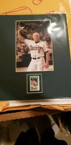 Cal Ripken Jr. Matted Photo with Official USA Postal Lou Gehig Stamp Ready Frame - Picture 1 of 6