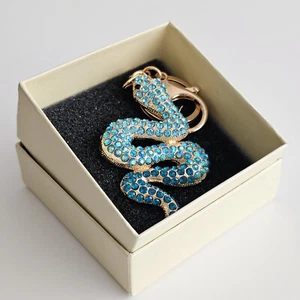 Creative Cute Blue Snake Keychain with Rhinestones Fantastic Animal Keyring - Picture 1 of 4