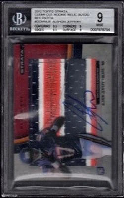 2012 Alshon Jeffery Topps Strata Clear Cut Rookie Relic Patch Auto /30 BGS MT 9 - Image 1 of 2