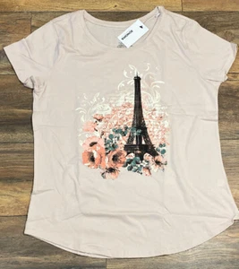Sonoma Goods for Life Crew Neck Tee Eiffel Tower Park Scene T-Shirt - Picture 1 of 2