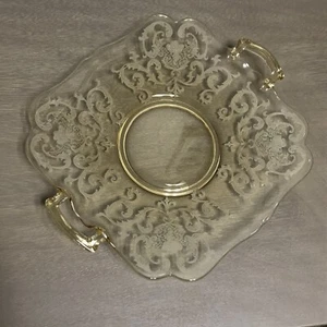 Vintage New Martinsville Floral & Scroll Platter - Picture 1 of 7