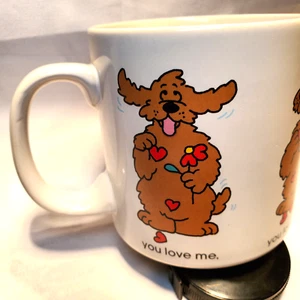 Russ Berrie Love Struck Puppy Mug white with speckle bottom. - Picture 1 of 6