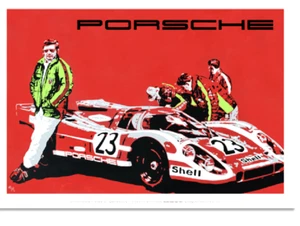 1970 Porsche team poster win at LeMans Hunziker 24" x 18" 100 pound glossy paper - Picture 1 of 1
