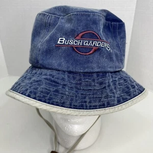 Vintage 80s Busch Gardens Denim Bucket Hat Old Man Sun Fishing Distressed  - Picture 1 of 8
