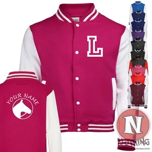 Kids Custom Varsity Horse Riding Jacket With Name/Initial - Picture 1 of 30