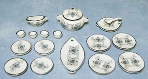 Casa de Muñecas Cerámica Cena Servicio 17 Piezas Azul y Blanco Escala 1:12 D1754 Tumdee - Imagen 1 de 6