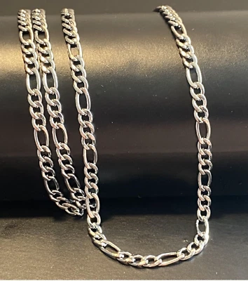  COLLANA IN ACCIAIO INOX UOMO CATENINA GIROCOLLO FIGARO LUNGA 40 45 50 60 70 CM  - Immagine 1 di 4