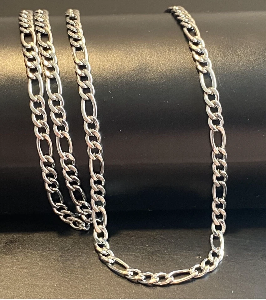  COLLANA IN ACCIAIO INOX UOMO CATENINA GIROCOLLO FIGARO LUNGA 40 45 50 60 70 CM  - Immagine 1 di 4