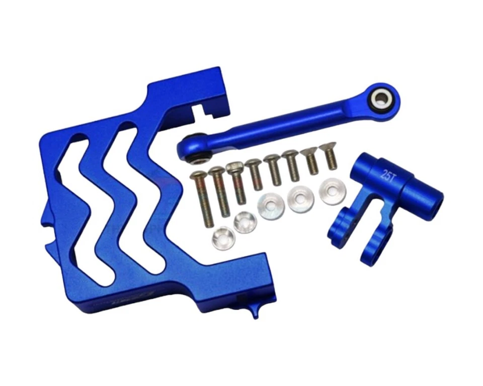 GPM Racing Alu Servobefestigung mit Servohorn und Lenkstange blau GPMTXM024NB .. - Bild 1 von 1
