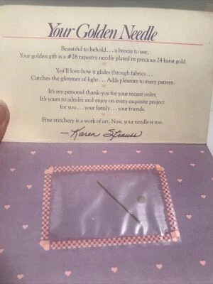 Aguja tapiz vintage un regalo de oro chapado en oro 24K #26 Karen Strauss sellada Foto 1 de 4