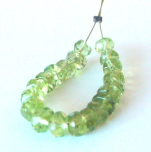 Natural Peridot Beads Faceted Rondelle 5 - 4.5 mm, 25 pcs,13.95 cts Loose  Beads - Picture 1 of 4