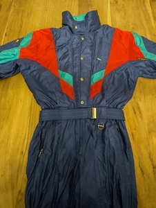 De Colección Descente Traje de Esquí Una Pieza Traje de Nieve Babero de Nieve Azul Retro Para Hombres XXL - Imagen 1 de 11