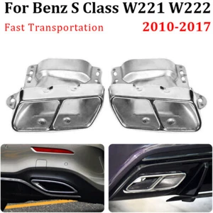 2pcs For Mercedes Benz S Class W222 W221 S63 AMG Car Rear Bumper Exhaust Tips - Bild 1 von 11